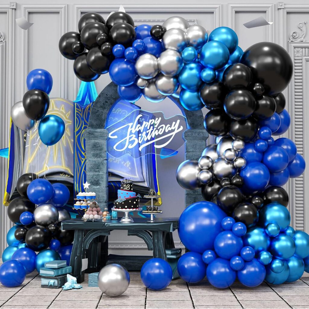 122pcs Blue Black Silver Balloon Garland 122pcs Blue Black Silver Balloon Garland