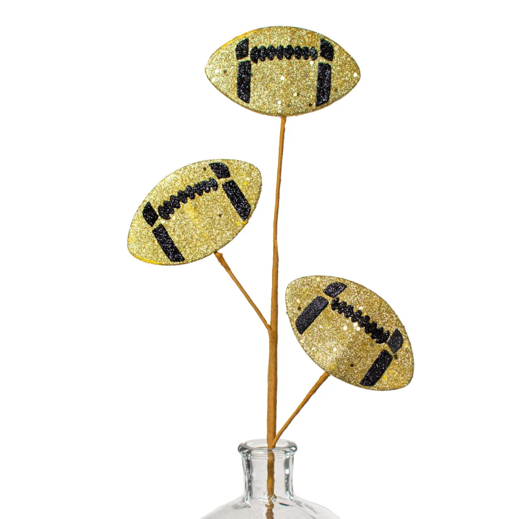 24 Glitter Triple Football Pick Gold Black 24 Glitter Triple Football Pick Gold Black