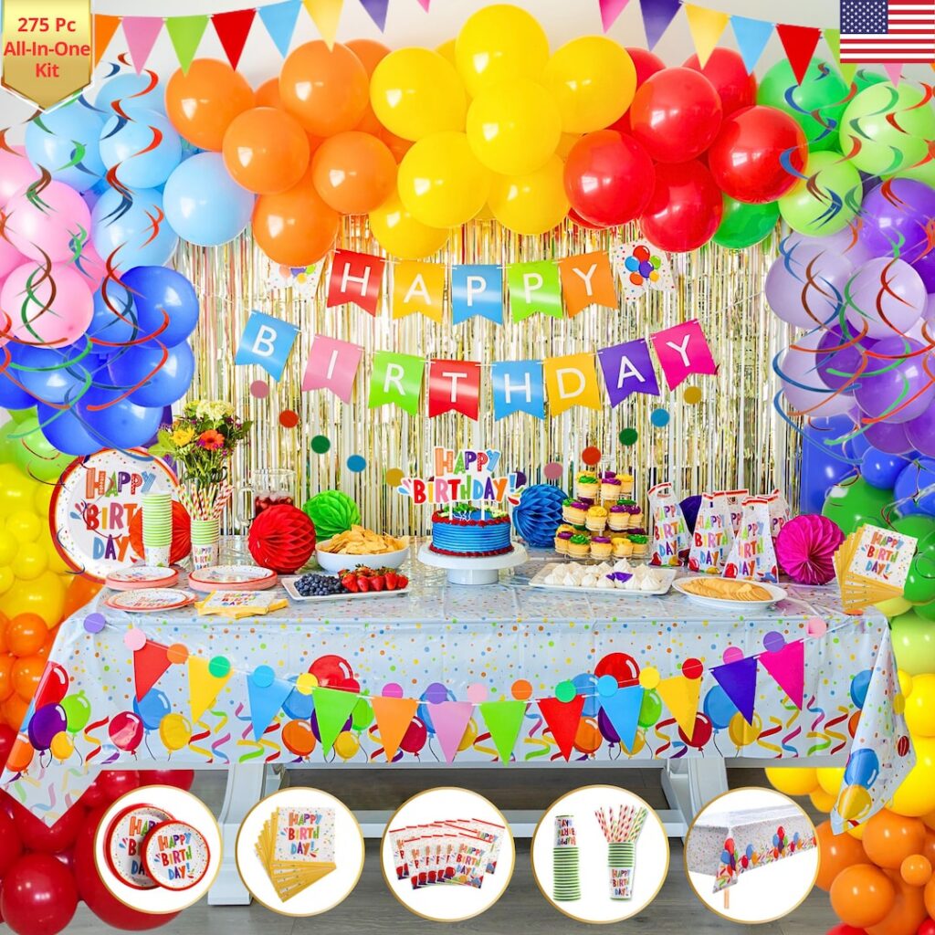 275pc Colorful Birthday Decorations For
