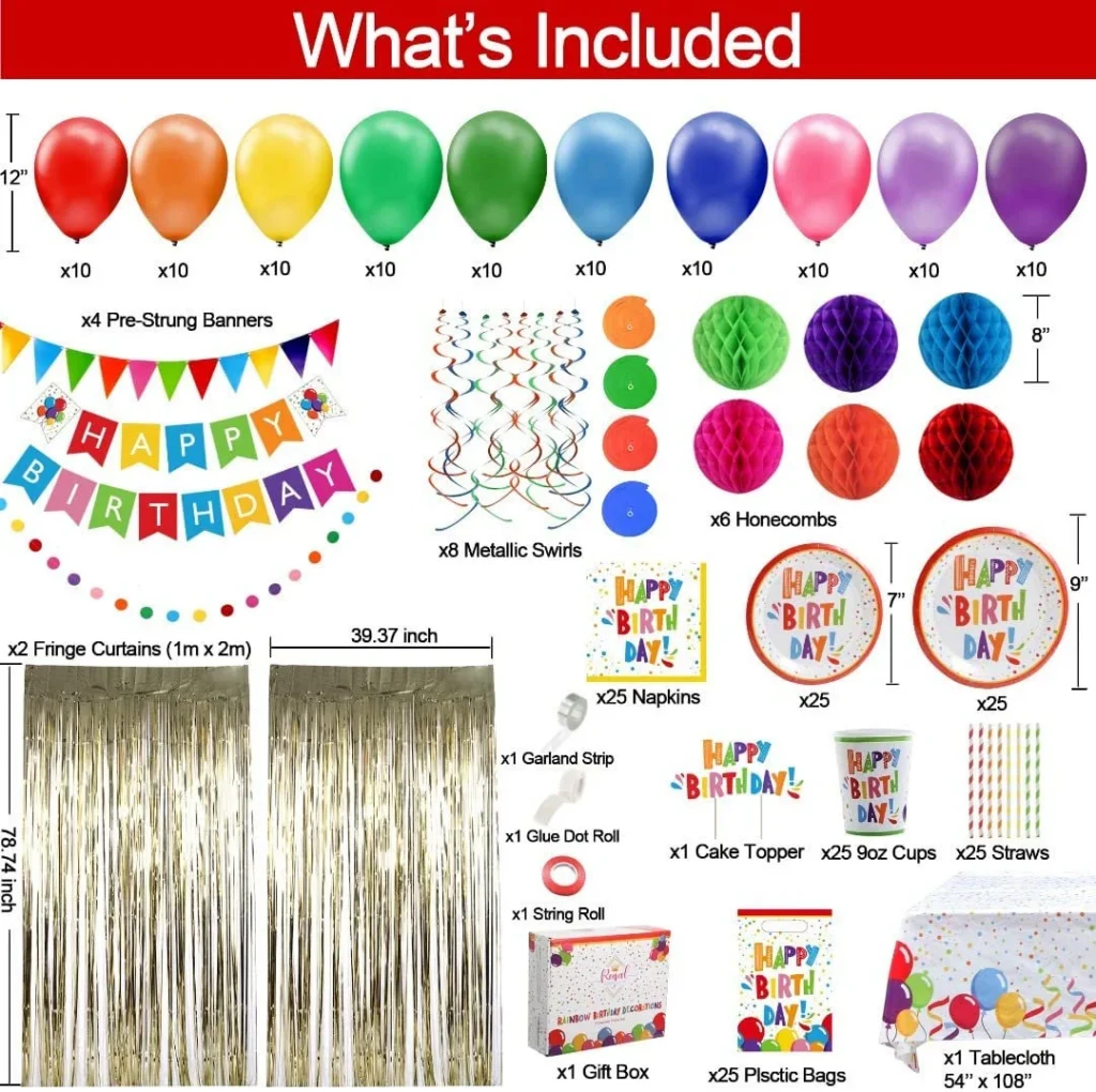 275pc Colorful Birthday Decorations For 275pc Colorful Birthday Decorations For