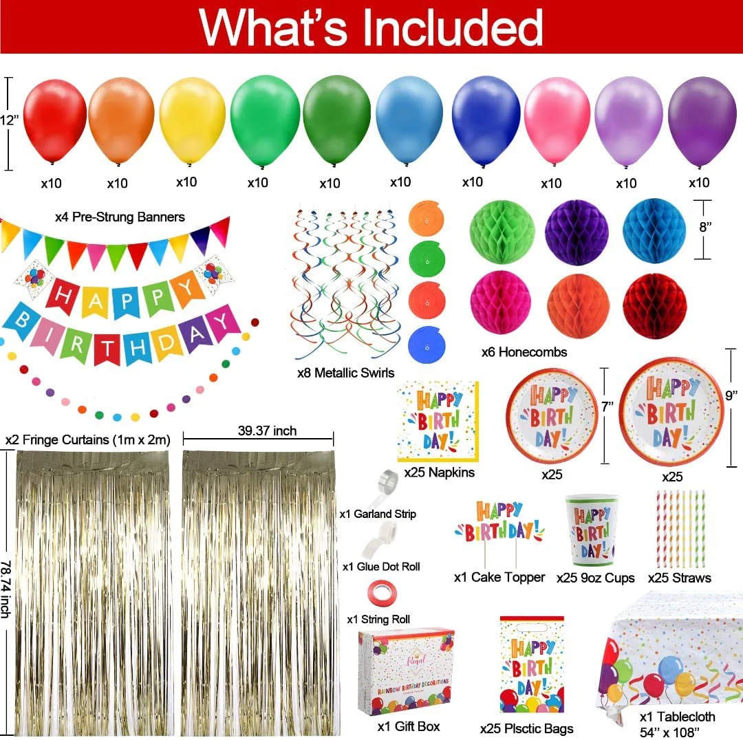 275pc Colorful Birthday Decorations For
