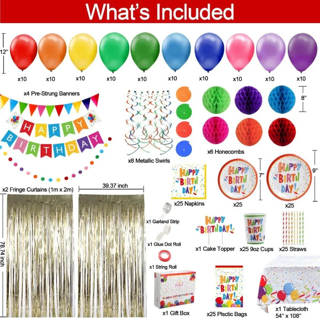 275pc Colorful Birthday Decorations For 275pc Colorful Birthday Decorations For