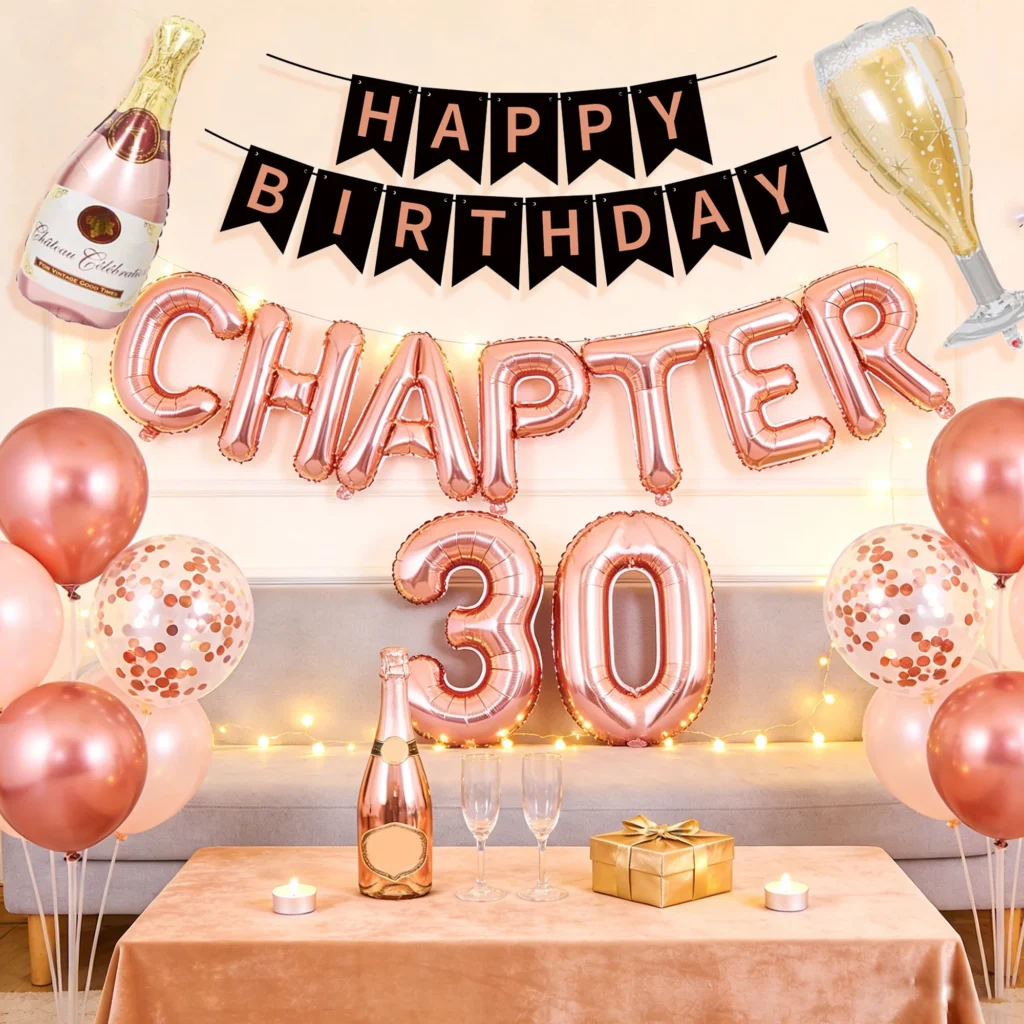 30th Birthday Decorations Set CHAPTER 30 Theme Party Supplies With Rose Gold Balloons Banner 30th Birthday Decorations Set CHAPTER 30 Theme Party Supplies With Rose Gold Balloons Banner