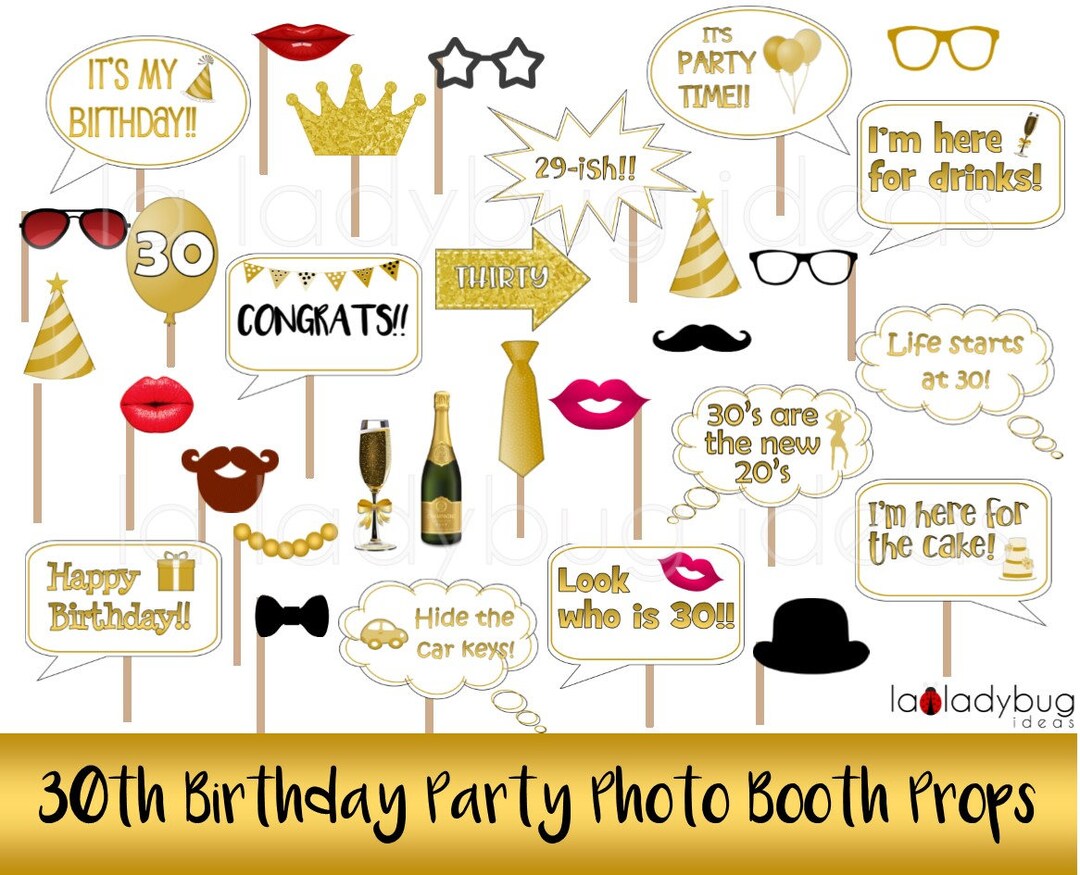 30th Birthday Photo Booth Props