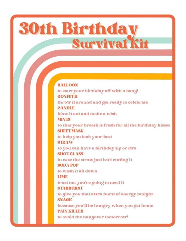 30th Birthday Survival Kit