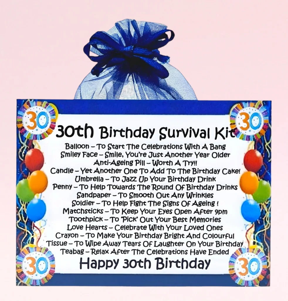 30th Birthday Survival Kit Blue Fun