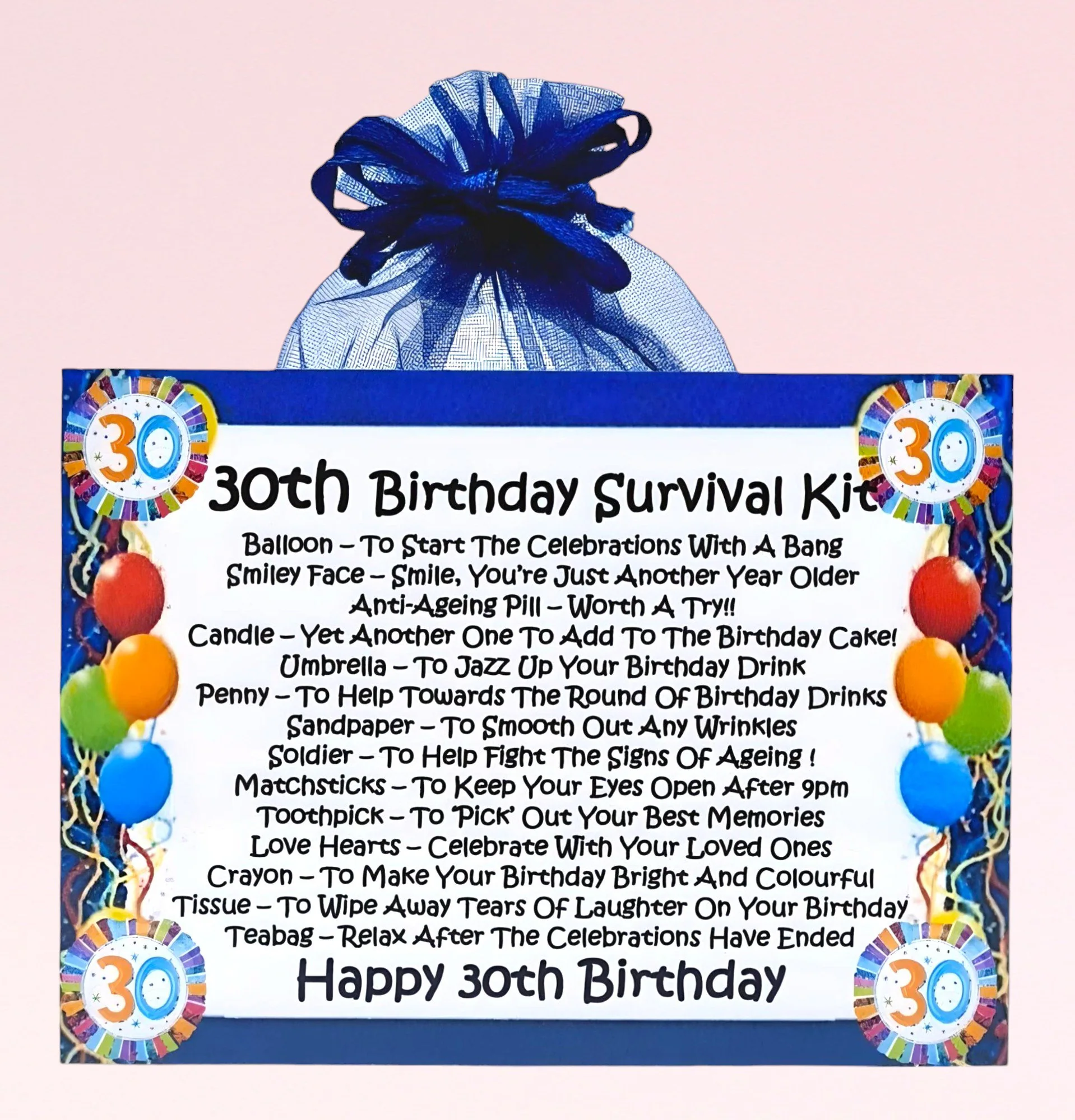 30th Birthday Survival Kit Blue Fun