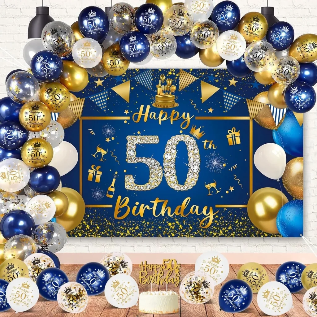 50th Birthday Decoration MMTX Blue Gold 50th Birthday Decoration Man Woman Happy Birthday Banner Triangle Banner Gold Confetti Balloon 50th Birthday 50th Birthday Decoration MMTX Blue Gold 50th Birthday Decoration Man Woman Happy Birthday Banner Triangle Banner Gold Confetti Balloon 50th Birthday