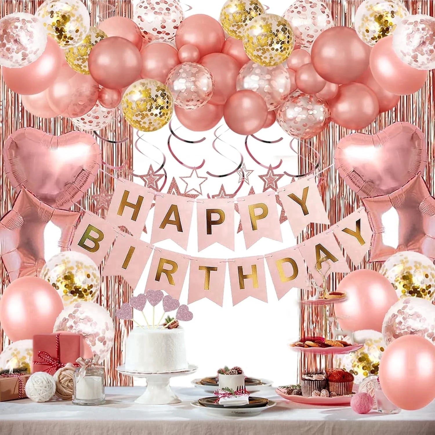 65Pcs Birthday Party Decoration Kits Birthday Party Supplies Set For Girls Women