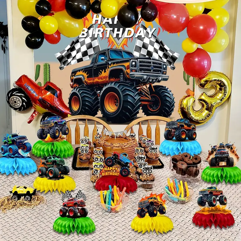 9pcs Monster Truck Centerpieces Monster Truck Birthday Decorations Monster Truck Table Decorations Monster Truck Party Supplies G 601099606498731