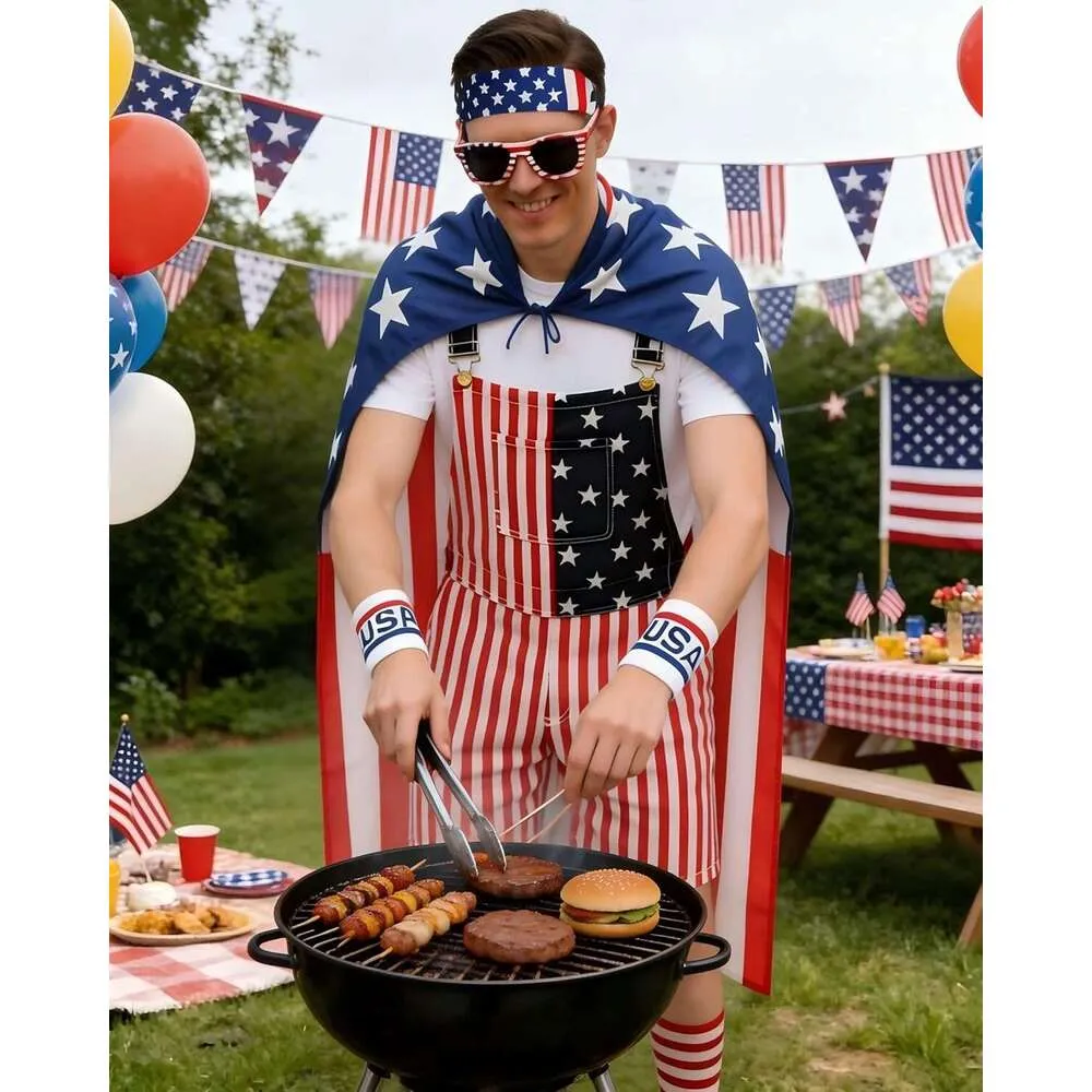 American Flag Overalls Men 4th Of July Outfits