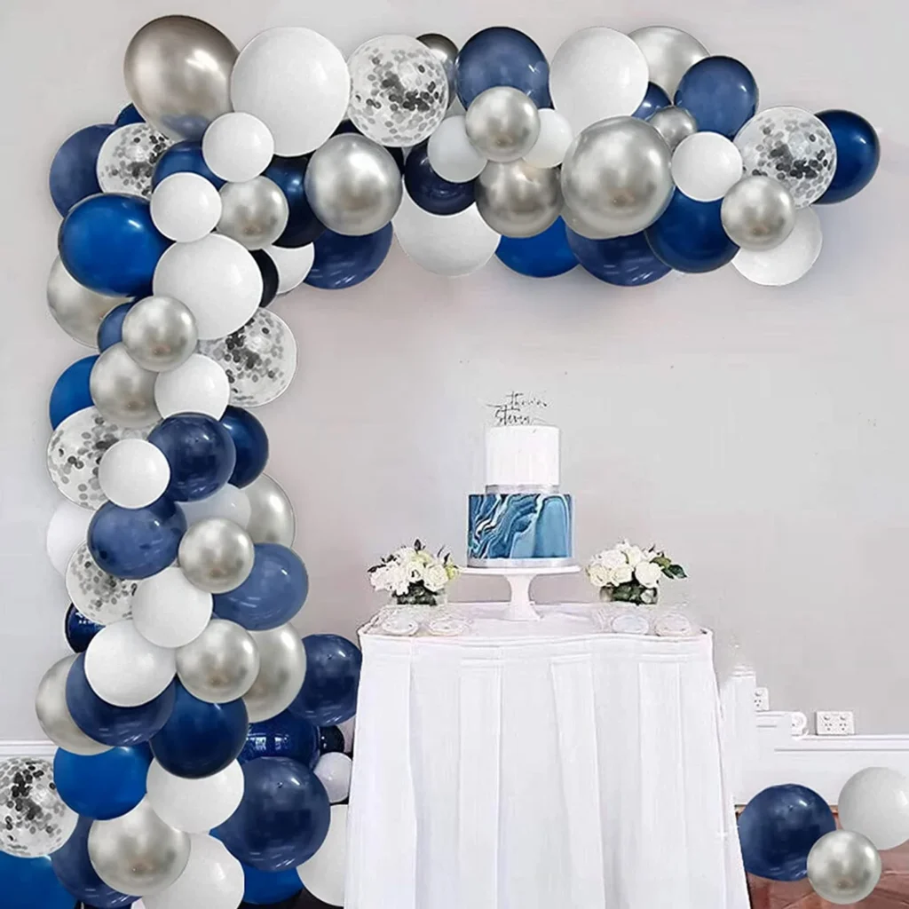 Blue And White Balloon Garland Birthday Blue And White Balloon Garland Birthday