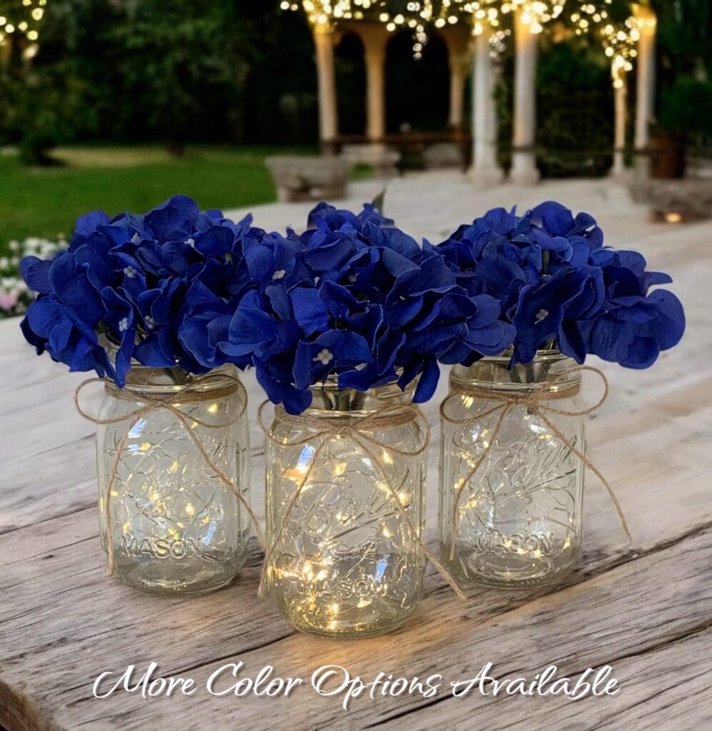 Blue Centerpieces Lighted Party Table