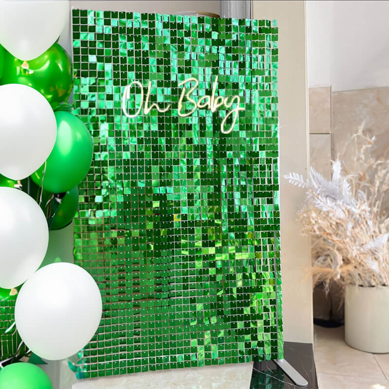 Bright Green Shimmer Wall Panels Easy Setup Birthday Event Theme Party Decorations