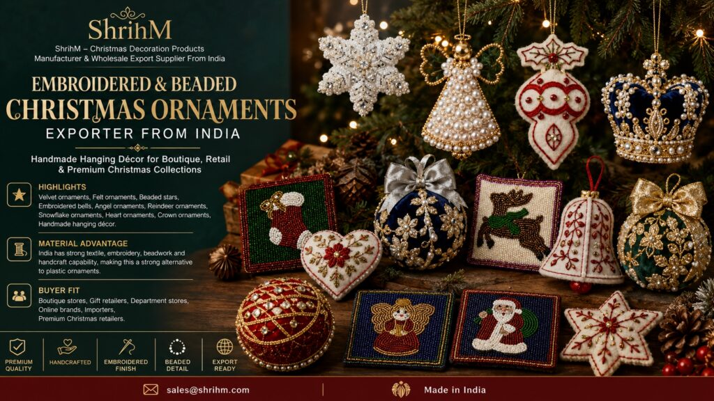 Embroidered Beaded Christmas Ornaments Exporter From India Embroidered Beaded Christmas Ornaments Exporter From India