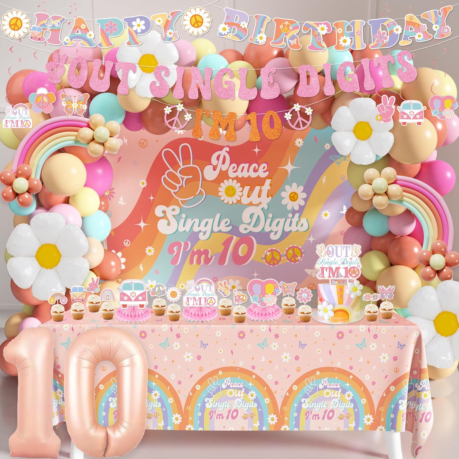 Girls Groovy 10th Birthday Decorations