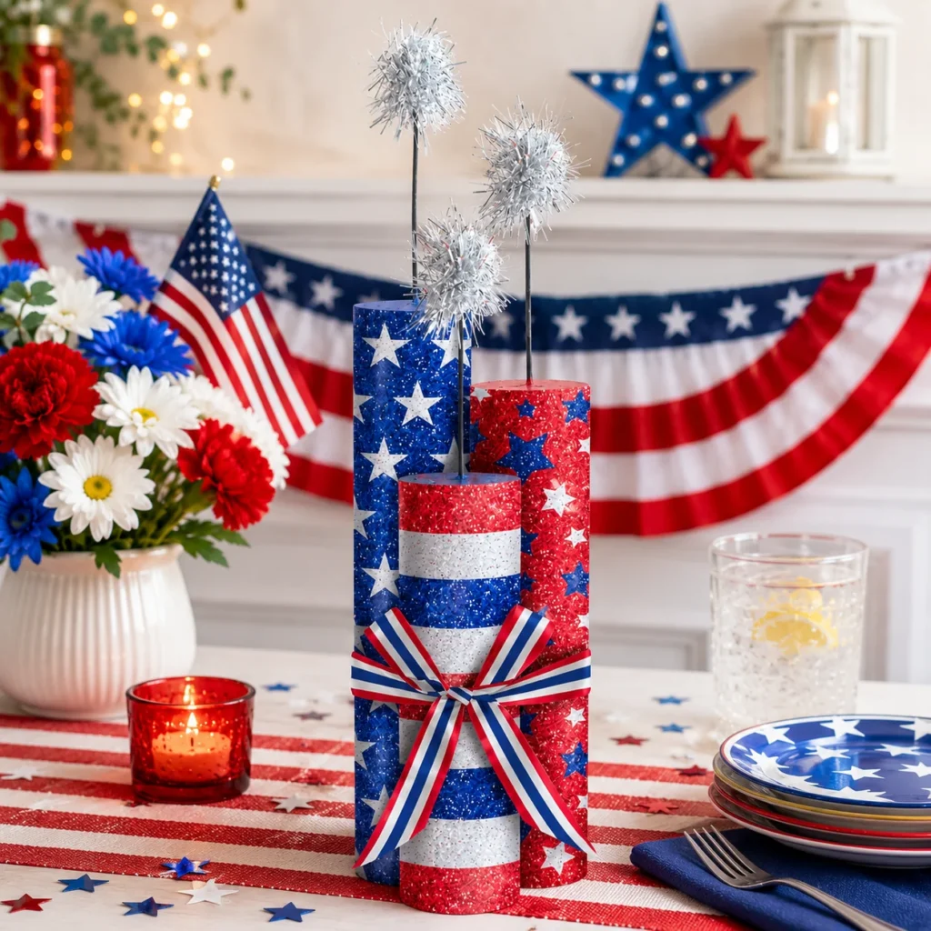 Glitter Patriotic Fireworks Centerpiece Glitter Patriotic Fireworks Centerpiece