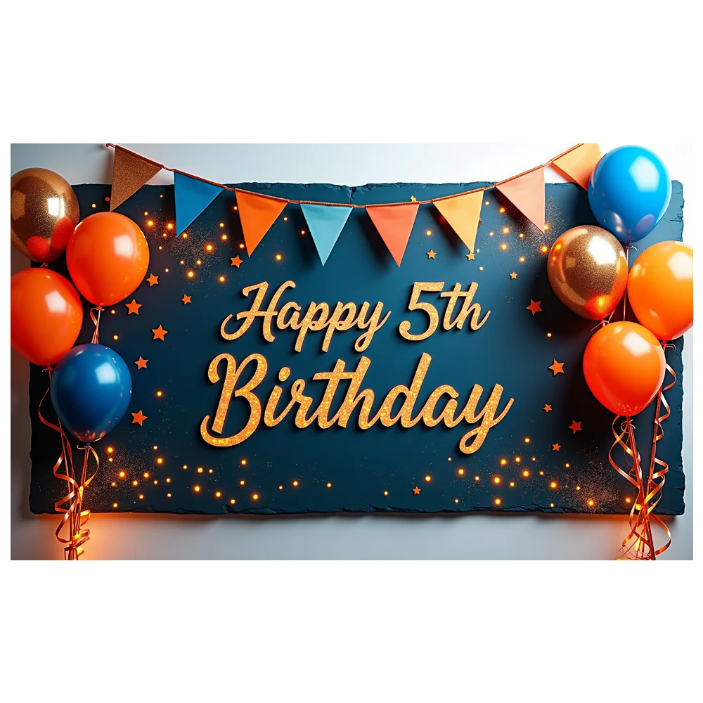 Glittery Happy 5th Birthday Banner With Star Elements Backdrop Party Supplies For Birthday Party Decoration Photography Props Glittery Happy 5th Birthday Banner With Star Elements Backdrop Party Supplies For Birthday Party Decoration Photography Props