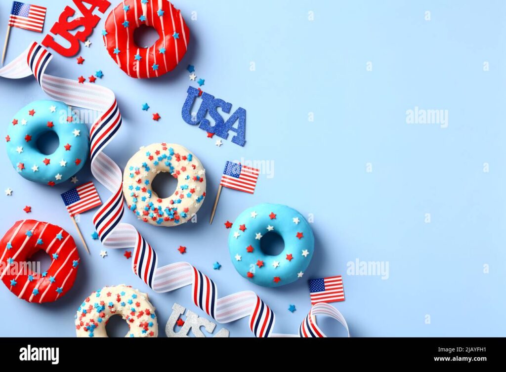 Happy Independence Day Usa Banner Mockup Flat Lay Donuts In American Flag Colors Ribbon Decorations On Blue Background 4th Of July Greeting Card D Image471431437 Happy Independence Day Usa Banner Mockup Flat Lay Donuts In American Flag Colors Ribbon Decorations On Blue Background 4th Of July Greeting Card D Image471431437