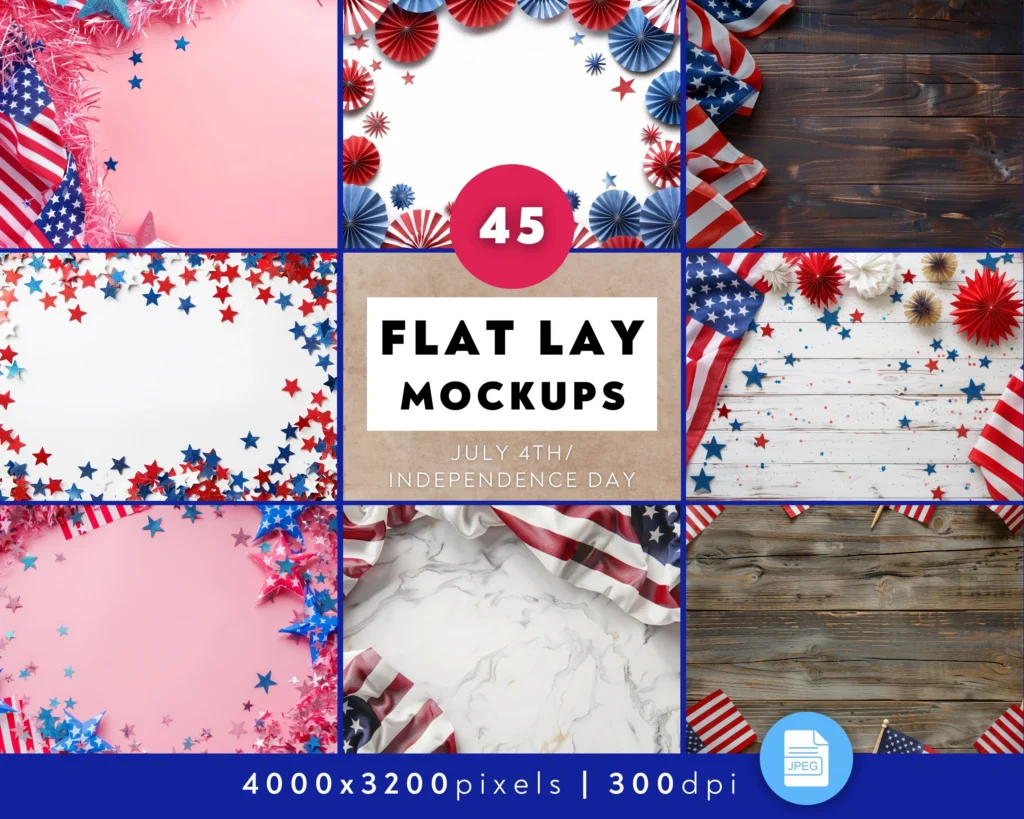 Patriotic Flat Lay Mockup Bundle Patriotic Flat Lay Mockup Bundle