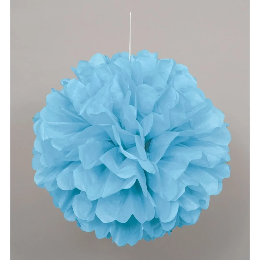Powder Blue Mini Puff Hanging Decorations 9 Inches 3 Count Powder Blue Mini Puff Hanging Decorations 9 Inches 3 Count