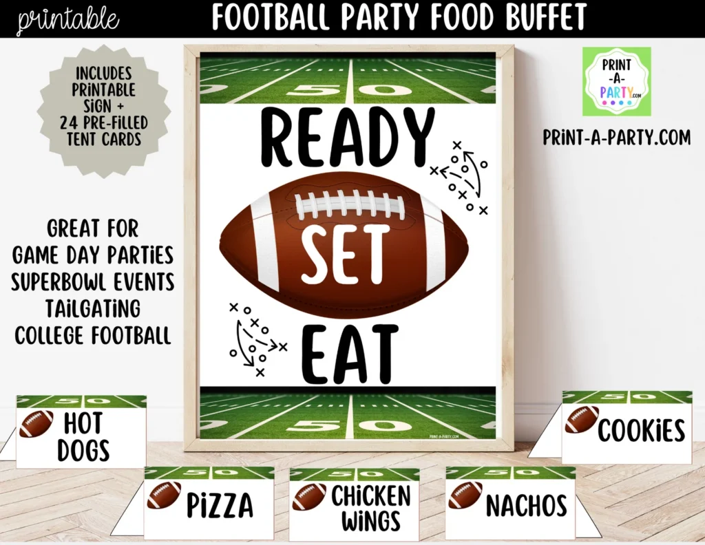 Printable Football Party Food Bar Sign Tent Cards Printable Football Party Food Bar Sign Tent Cards