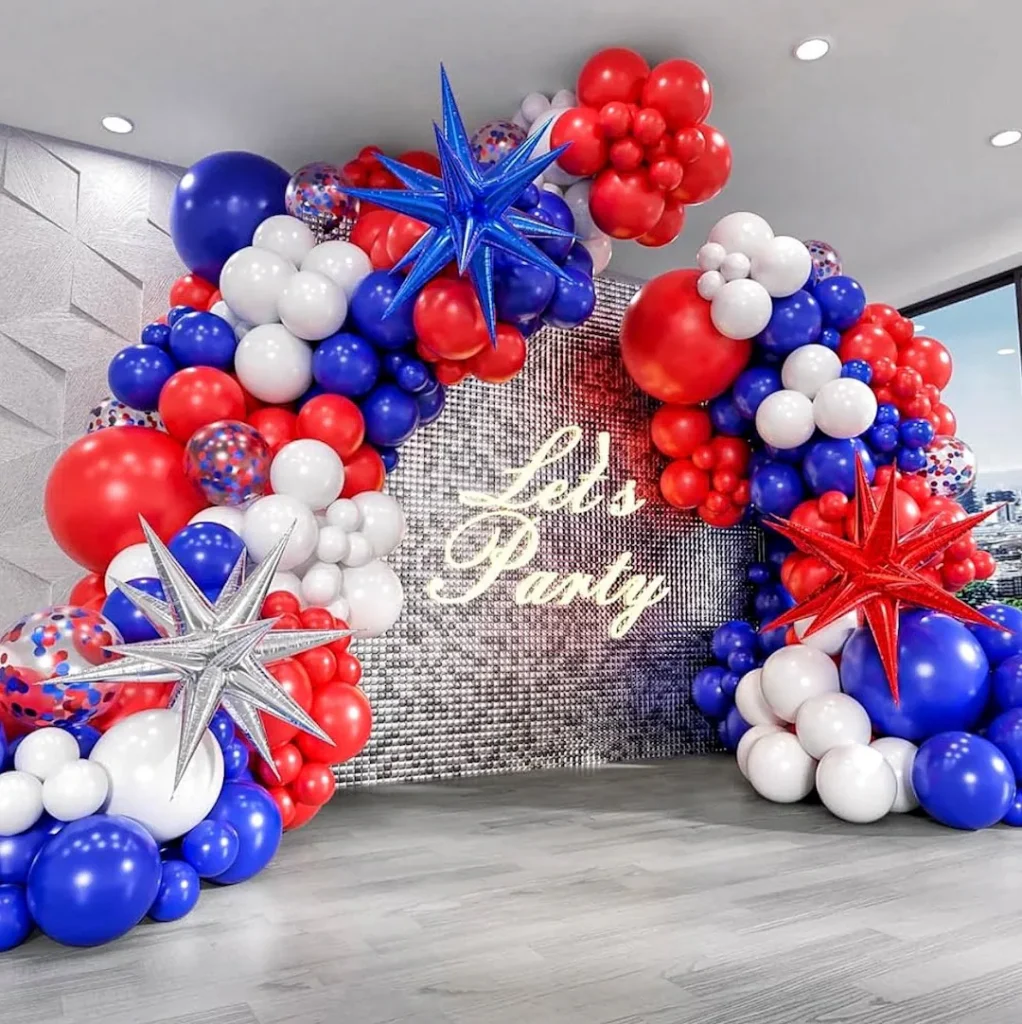 Red White And Blue Balloons Garland Arch