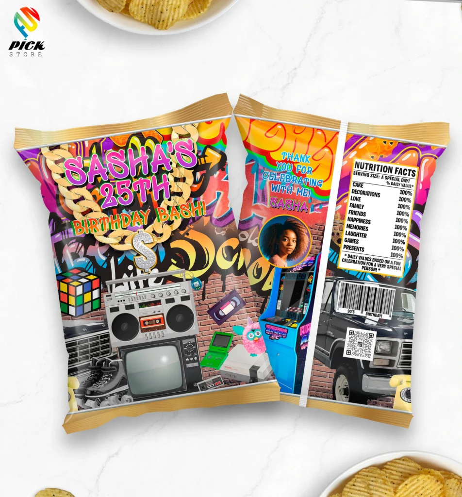 Retro 90s Chip Bag Wrapper Custom Party