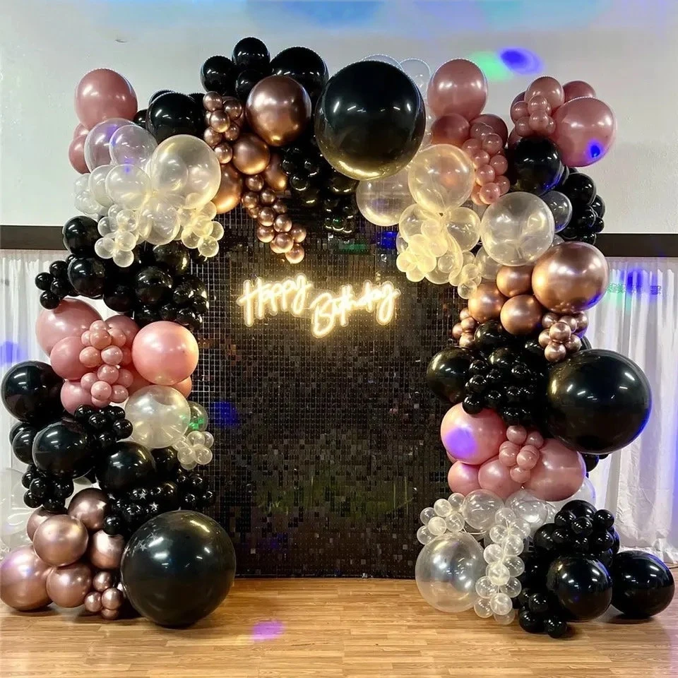 Rose Gold Black Balloon Arch Garland Kit Rose Gold Black Balloon Arch Garland Kit