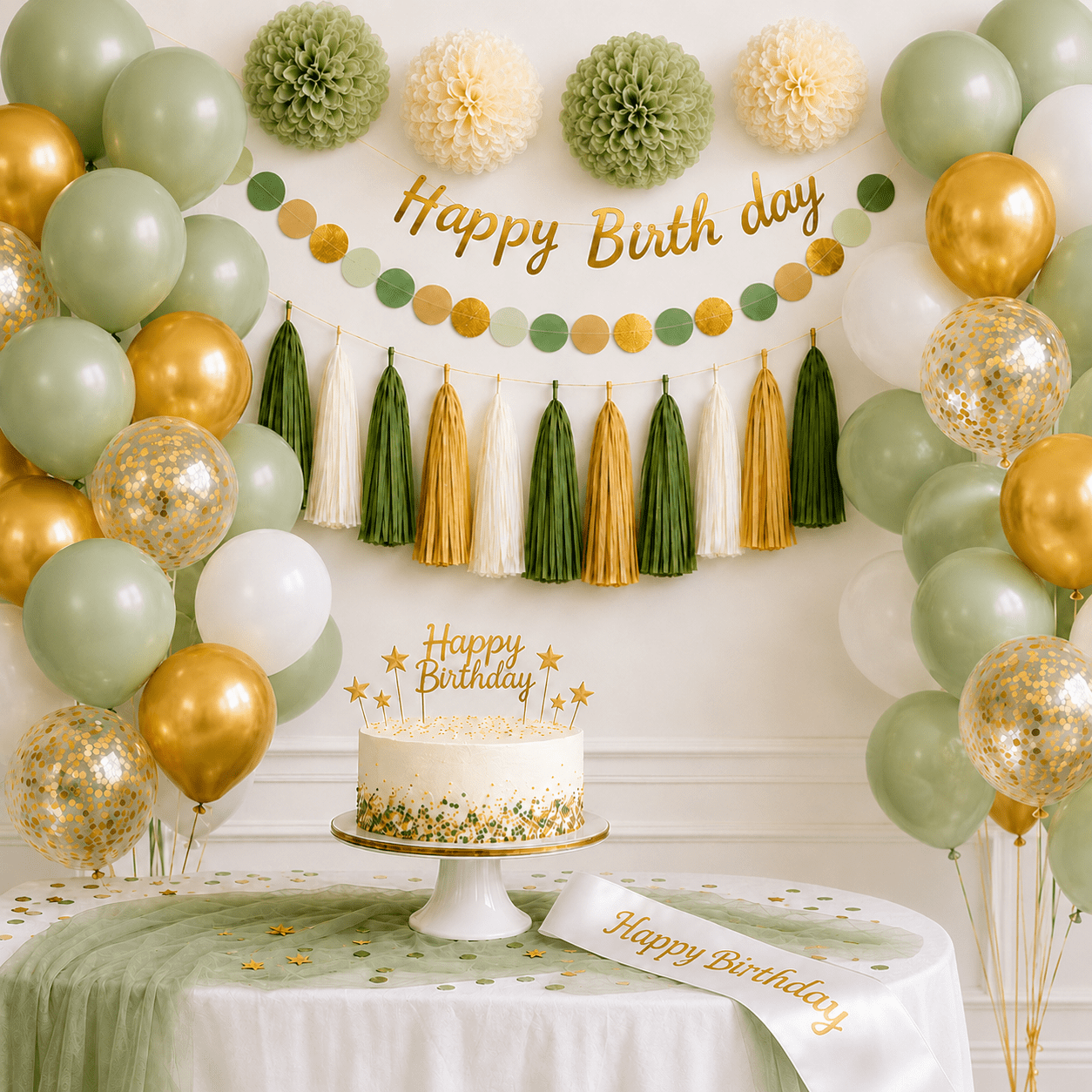 Sage Green Birthday Party Decorations Green Party Supplies Green Balloon Arch Kit Women Birthday Decor