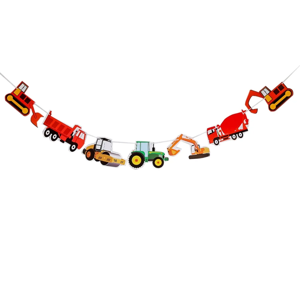 Seven Car Excavator Truck Garland Paper Birthday Banner For Birthday Party Decoration Seven Car Excavator Truck Garland Paper Birthday Banner For Birthday Party Decoration