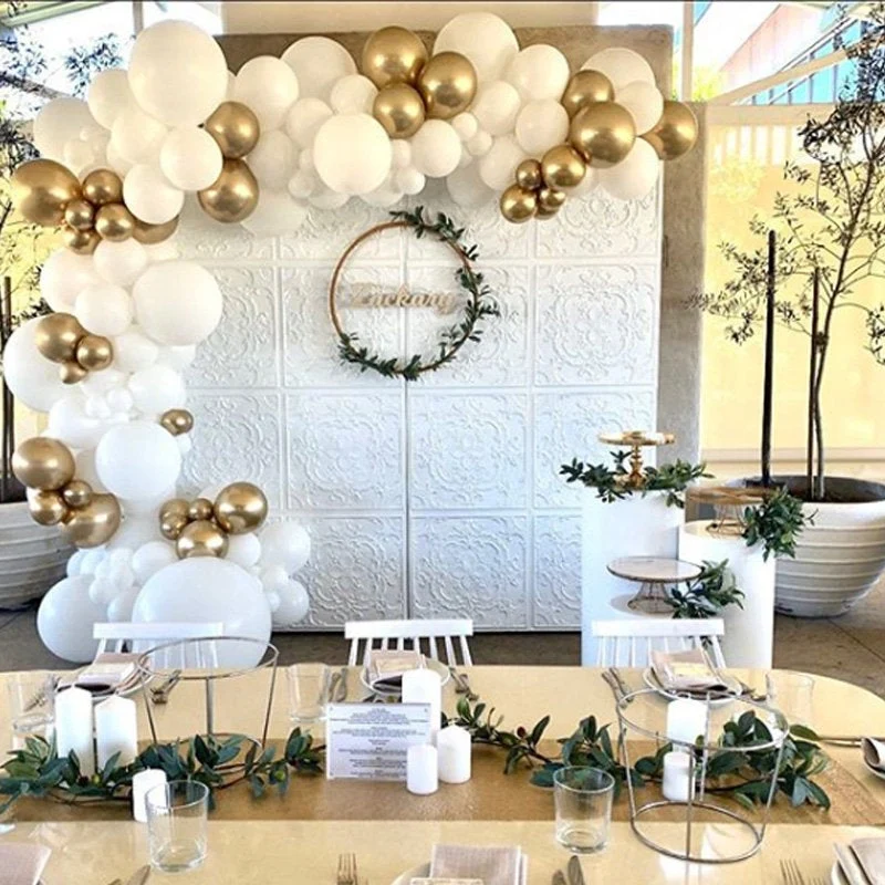 White And Gold Baby Shower Balloon Garland Safari Party Balloon Arch White And Gold Baby Shower Balloon Garland Safari Party Balloon Arch